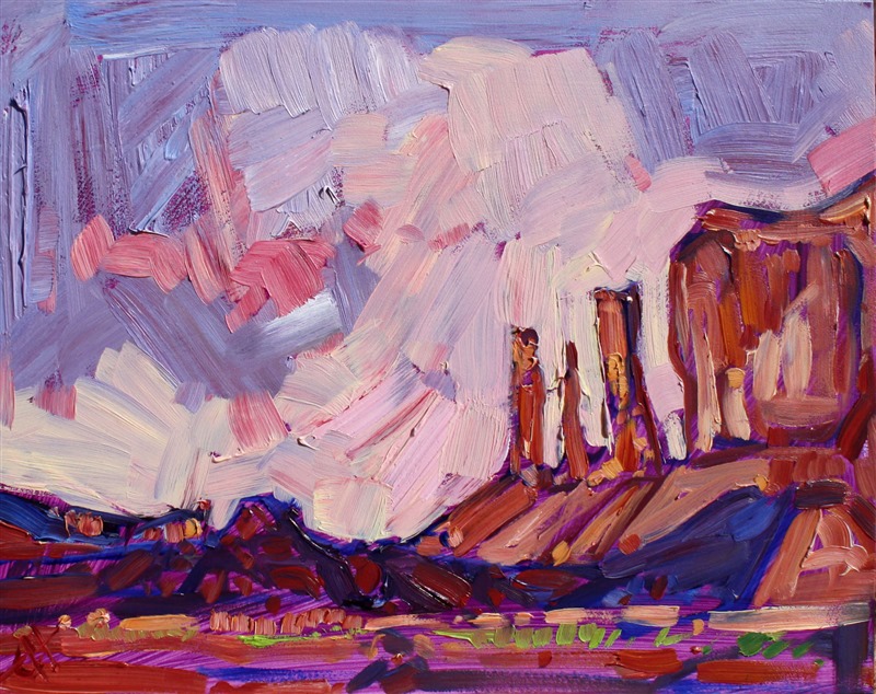 This painting is part of the show A FEELING OF HUMANITY: WESTERN ART FROM THE KEN RATNER COLLECTION, which will be traveling to the following museums: Mattuck Museum, 2014. Rockwell Museum of Western Art, 2015. Bone Creek Museum of Agrarian Art, 2015. </p><p>Arches National Park is captured is loose brush strokes and vivid color, an excellent example of Hanson's signature style of Open Impressionism.