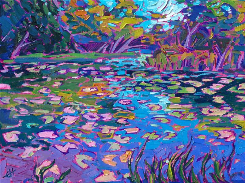 Erin Hanson painting Lily Reflections