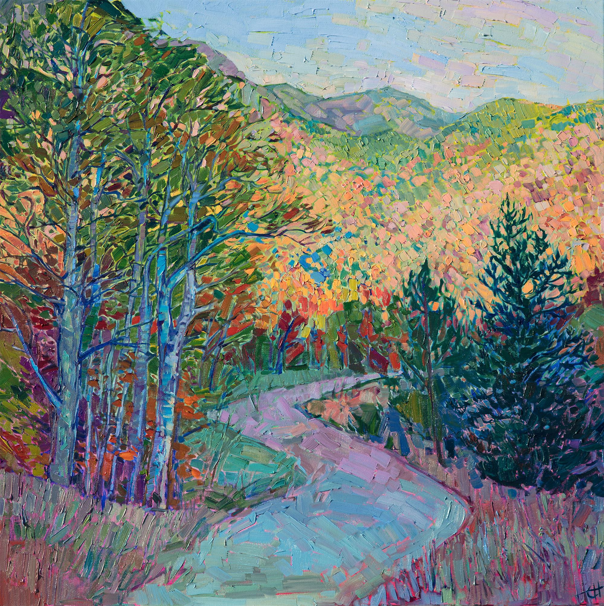 Erin Hanson painting White Mountains Road
