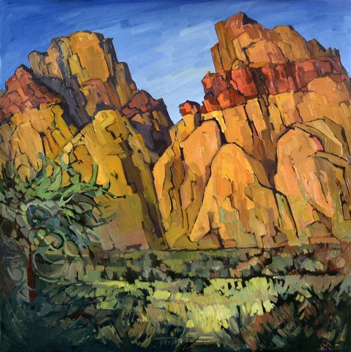 Erin Hanson painting Rainbow Mountains II