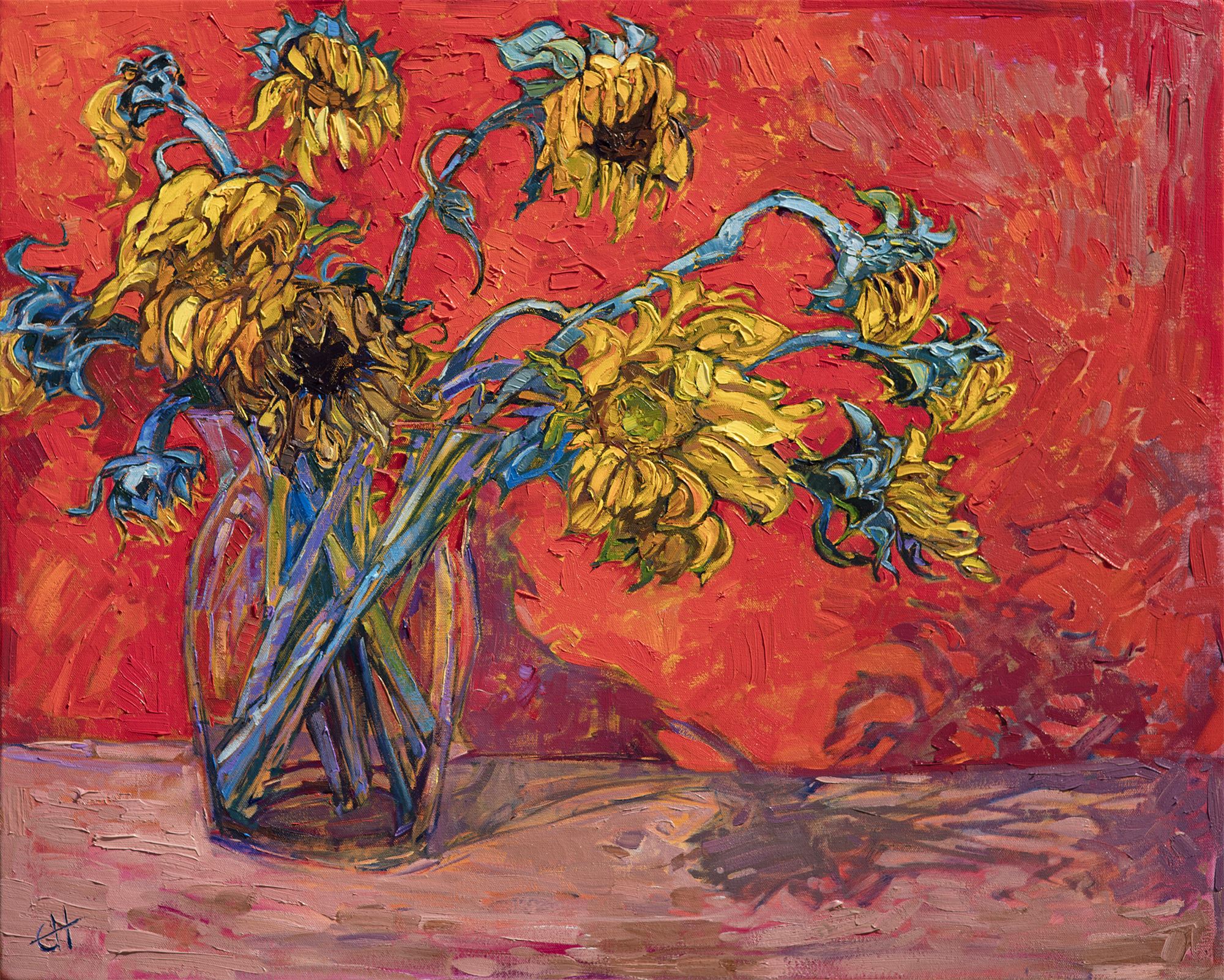 An Erin Hanson sunflower painting