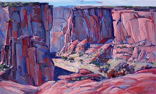 Landmark impressionist oil painting work of Canyon de Chelly by Erin Hanson