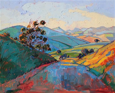 California Light, original oil painting capturing Paso Robles in thick oils, by Erin Hanson