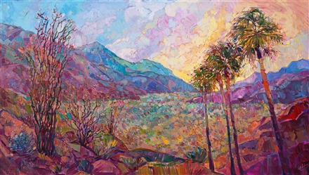 California desert original oil painting of Borrego Springs superbloom, by Erin Hanson California desert original oil painting of Borrego Springs superbloom, by Erin Hanson