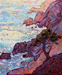 Monterey painting of a rocky California coast, by modern expressionist painter Erin Hanson. Monterey painting of a rocky California coast, by modern expressionist painter Erin Hanson.