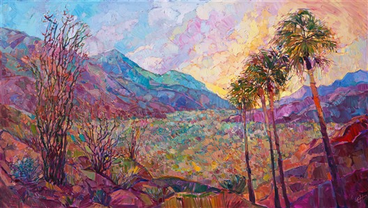 California desert original oil painting of Borrego Springs superbloom, by Erin Hanson California desert original oil painting of Borrego Springs superbloom, by Erin Hanson