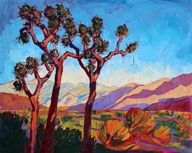 Abstract shapes in the desert landscape, original oil painting by Erin Hanson