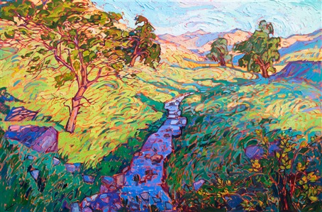 Central california Mariposa landscape oil painting by Erin Hanson Painting Color Waves