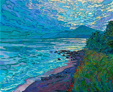 Highway 1 coastal oil painting in a contemporary expressive painting style Highway 1 coastal oil painting in a contemporary expressive painting style