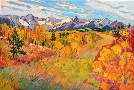 Colorado autumm colors original oil painting in expressionist color, by Erin Hanson Colorado autumm colors original oil painting in expressionist color, by Erin Hanson