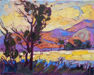 Yellow Fade original oil painting on board by Erin Hanson Yellow Fade original oil painting on board by Erin Hanson