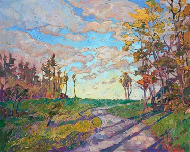 New Hampshire east coast fall colors oil painting by landscape painter Erin Hanson