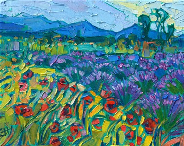 Washington lavender fields from Sequim lavender festival, prints for sale from Erin Hanson's gallery in McMinnville, Oregon. Painting Lavender Blooms