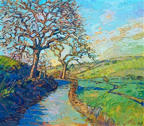 Oil painting of Paso Robles with a path lined with gnarled trees, by contemporary impressionist artist Erin Hanson Oil painting of Paso Robles with a path lined with gnarled trees, by contemporary impressionist artist Erin Hanson