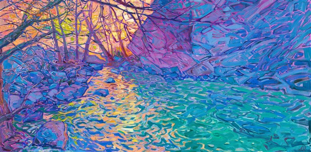 Big Sur River original oil painting by modern impressionist Erin Hanson