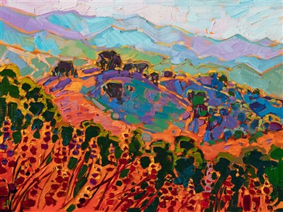 Petite oil painting by Erin Hanson of central California wine country Petite oil painting by Erin Hanson of central California wine country