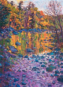 East coast fall colors captured in an impressionism oil painting by Erin Hanson. Painting Color Reflection