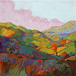 Abstracted geometic landscape oil painting by modern impressionist painter Erin Hanson Abstracted geometic landscape oil painting by modern impressionist painter Erin Hanson