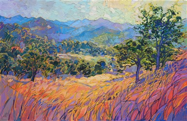 Paso Robles colorful landscape oil painting in a contemporary impressioninsm style. Paso Robles colorful landscape oil painting in a contemporary impressioninsm style.