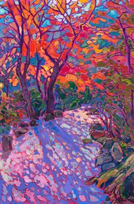 Kyoto Japan original oil paintings and prints are available for purchase by modern impressionist Erin Hanson. Painting November Light