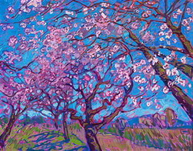 Discover a modern van Gogh: Erin Hanson paints Northwestern cherry blossoms inspired by van Gogh's almond blossom painting. Painting Cherry Blossom