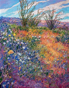 2017 California desert super bloom phenomenon captured in original oil painting by Erin Hanson