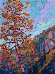 Start your collection of small original oil paintings with this petite impression of Yosemite National Park. Start your collection of small original oil paintings with this petite impression of Yosemite National Park.
