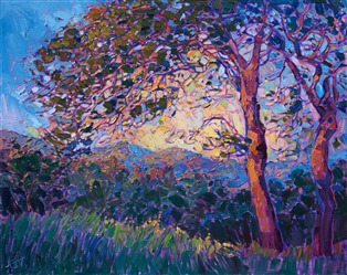 California oaks painted in an early California style by contemporary painter Erin Hanson. California oaks painted in an early California style by contemporary painter Erin Hanson.