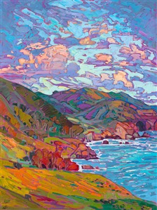 Bixby Bridge - Highway 1 landscape oil painting by modern impressionist Erin Hanson Painting Bixby Bridge