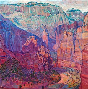 Zion National Park original oil painting by Western impressionism painter Erin Hanson Zion National Park original oil painting by Western impressionism painter Erin Hanson
