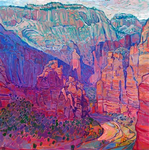 Zion National Park original oil painting by Western impressionism painter Erin Hanson