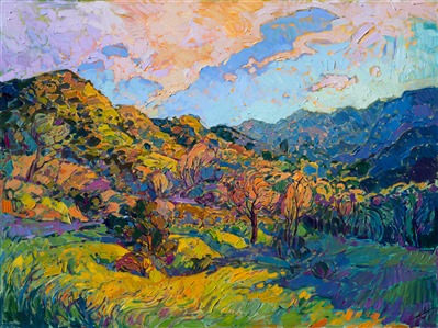 Early California style of painting in contemporary impressionism, by Erin Hanson. Painting California Golds
