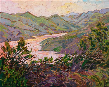 Paso Robles petite oil painting by Erin Hanson Painting Dawning Waters