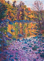 East coast fall colors captured in an impressionism oil painting by Erin Hanson. East coast fall colors captured in an impressionism oil painting by Erin Hanson.