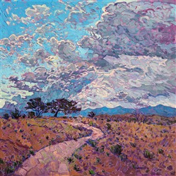 Monsoon sky clouds painting of New Mexico, by modern artist Erin Hanson Monsoon sky clouds painting of New Mexico, by modern artist Erin Hanson