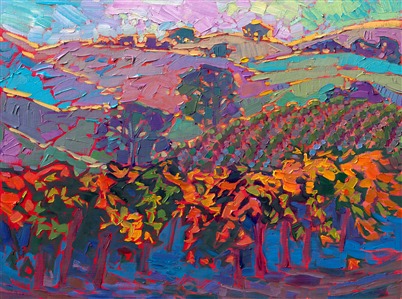 Wine country California impressionism colorful oil painting petite small works for sale Painting Paso Robles Hills
