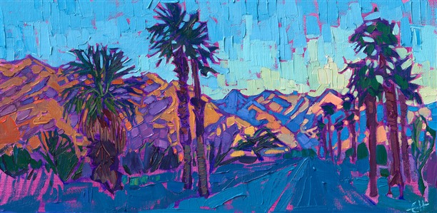 La Quinta California desert oil painting landscape art for sale at The Erin Hanson Gallery Painting Dawning Desert