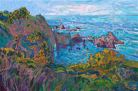 Mendocino California coastal oil painting in a modern impressionism style by Erin Hanson Mendocino California coastal oil painting in a modern impressionism style by Erin Hanson