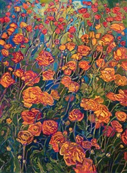 Carlsbad ranunculus flower fields original oil painting for sale by San Diego artist Erin Hanson Carlsbad ranunculus flower fields original oil painting for sale by San Diego artist Erin Hanson