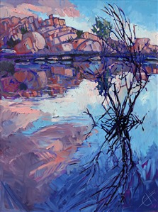 Reflections at Barker Dam, original oil painting for sale by the artist. Painting Reflections at Barker