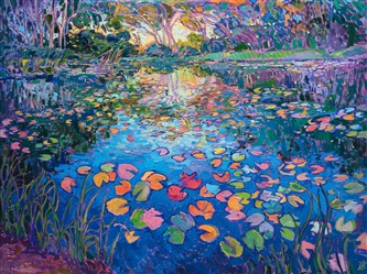 Water lilies oil painting in a modern impressionist style, by Erin Hanson Water lilies oil painting in a modern impressionist style, by Erin Hanson
