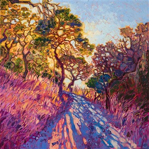 Crystal Light oil painting of Holman Ranch, Carmel Valley, by master impressionist Erin Hanson Painting Crystal Ranch