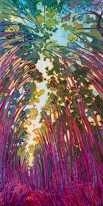 Arashiyama bamboo forest, painted in brilliant impressionistic color by artist Erin Hanson Arashiyama bamboo forest, painted in brilliant impressionistic color by artist Erin Hanson