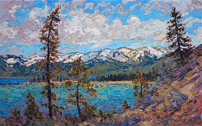 Lake Tahoe landscape original oil painting by Erin Hanson Lake Tahoe landscape original oil painting by Erin Hanson