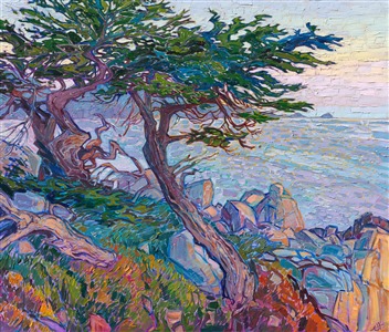 Pebble Beach cypress tree Monterey coastal oil painting by modern impressionist Erin Hanson Pebble Beach cypress tree Monterey coastal oil painting by modern impressionist Erin Hanson