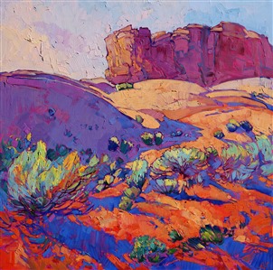 Utah landscape painted in beautiful saturated color, by impressionist master Erin Hanson Painting Utah Color