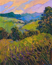 Paso Robles landscape painter Erin Hanson paints with colorful abstract shapes. Paso Robles landscape painter Erin Hanson paints with colorful abstract shapes.