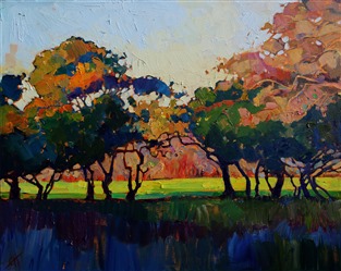 Unexpected color pops in this original oil painting of Paso Robles, by Erin Hanson Unexpected color pops in this original oil painting of Paso Robles, by Erin Hanson