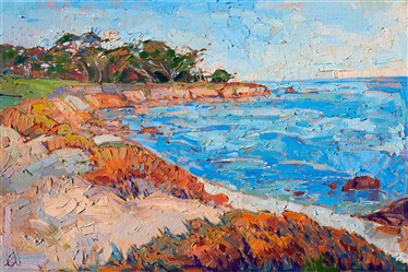 Monterey coastline impressionist oil painting for sale by artist Monterey coastline impressionist oil painting for sale by artist