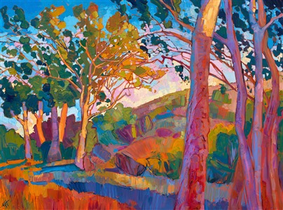 La Jolla eucalyptus oil painting by modern impressionism painter Erin Hanson
